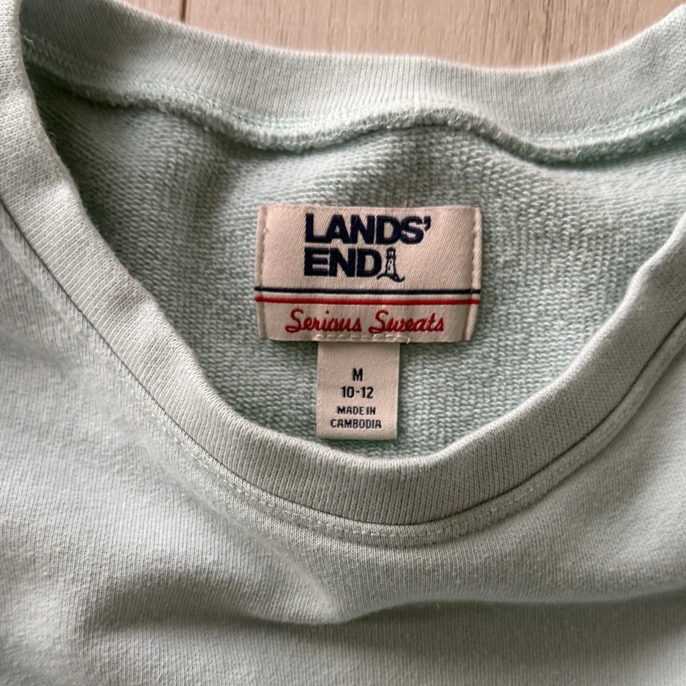 Lands' End Serious Sweats collection Teal Ombre Sweatshirt - Picture 4 of 7